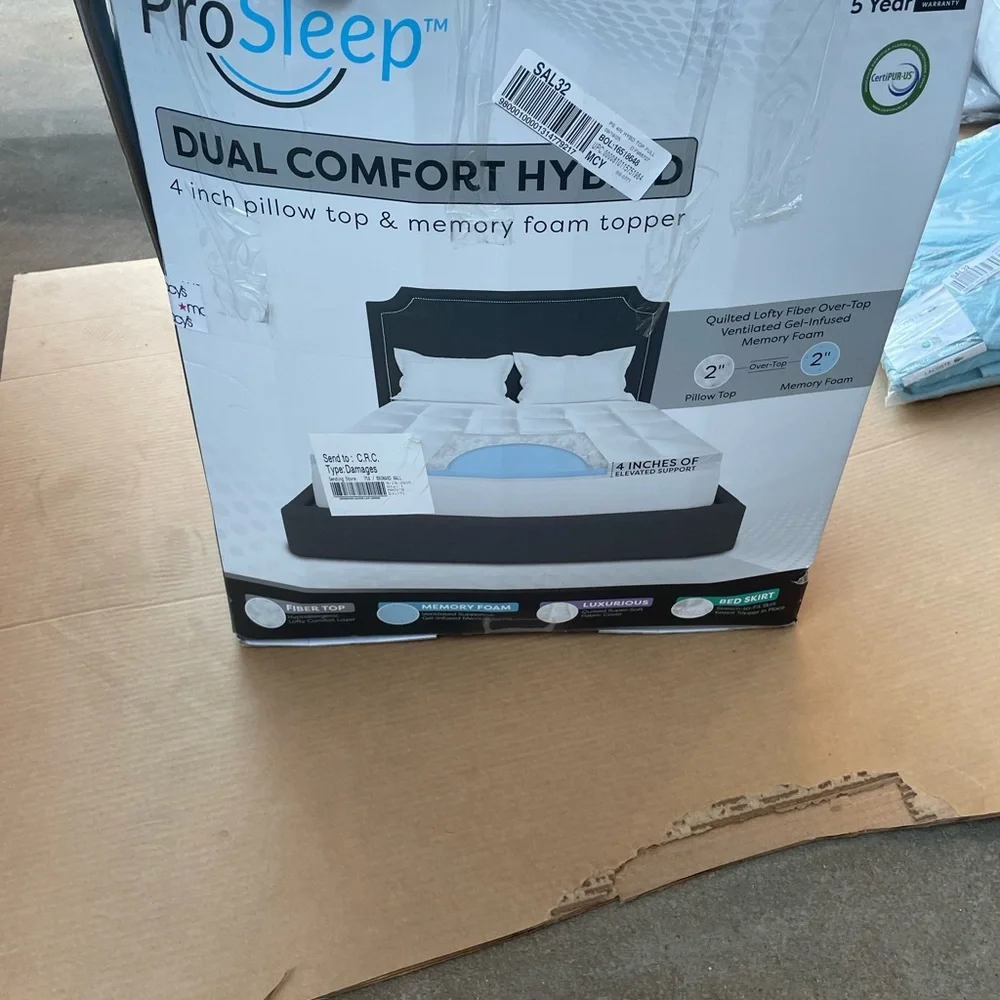 Dual Comfort Hybrid Mattress Topper - White and Blue